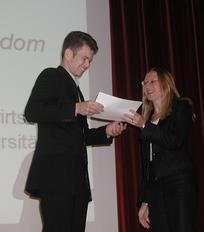 The DELOS Research Exchange award being presented to Markus Franke